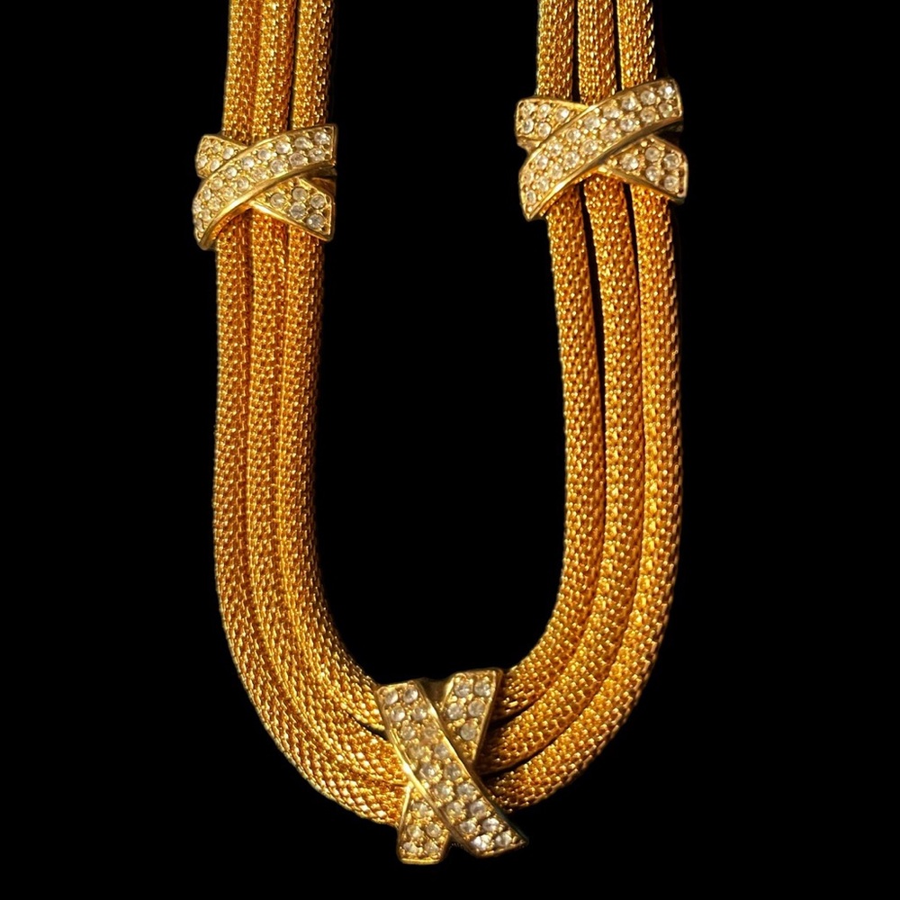 Vintage Unsigned Alice Caviness Mesh Layered Necklace - Picture 3 of 4